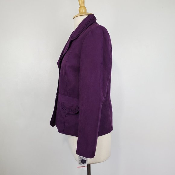 Alfred Dunner Purple City Smarts Brushed Feel Button Front Blazer NWT Size 10P - Picture 4 of 14
